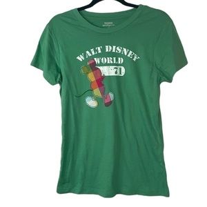 𝅺disneyland Resorts Green Walt Disney World Mickey Mouse Women’s Tee EUC Size L